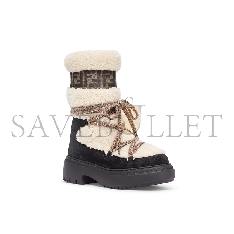 F**di apres chic white sheepskin and black suede boots 8t8591aossf1qjh